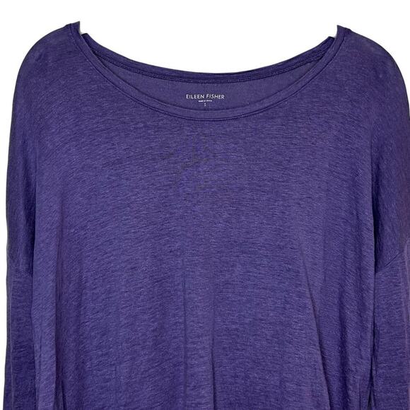 Eileen Fisher Purple 100% Linen Shirt Size S Long Sleeves - Picture 2 of 8